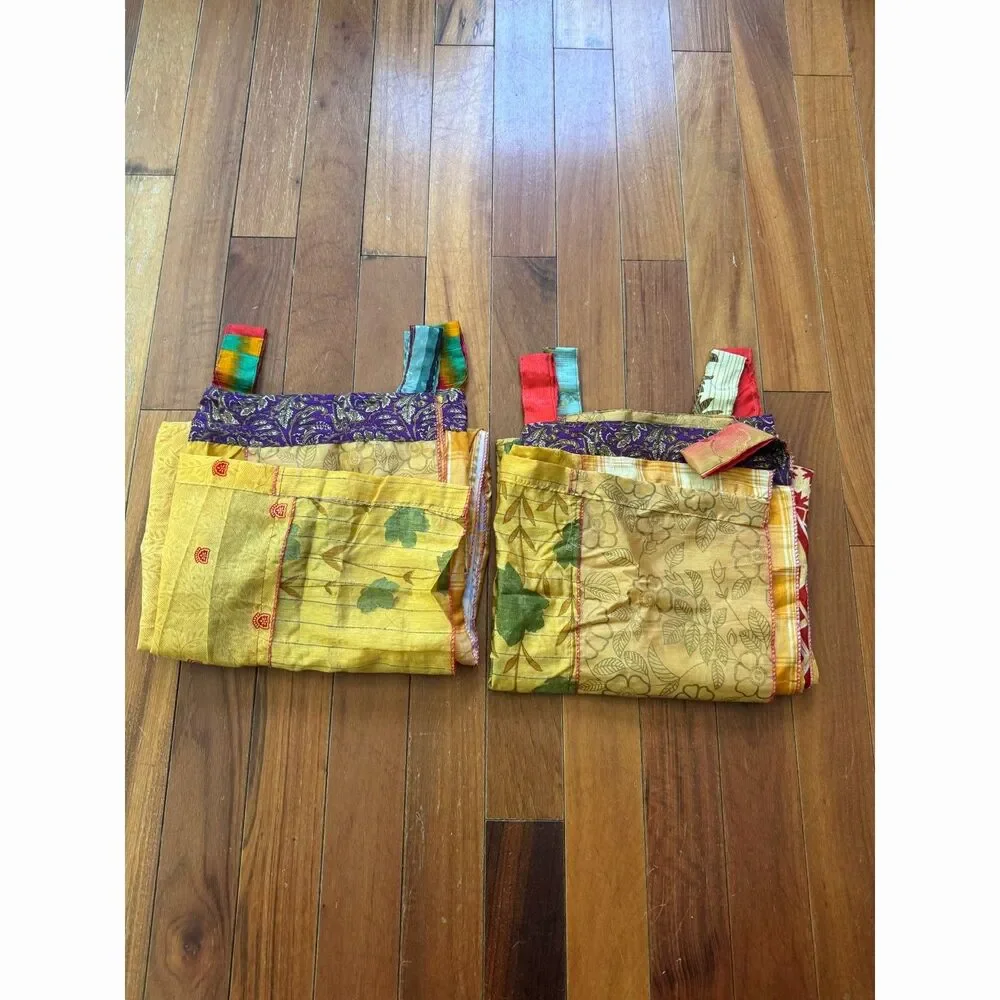 Pair of Upcycled Silk Sari Sheer Curtains